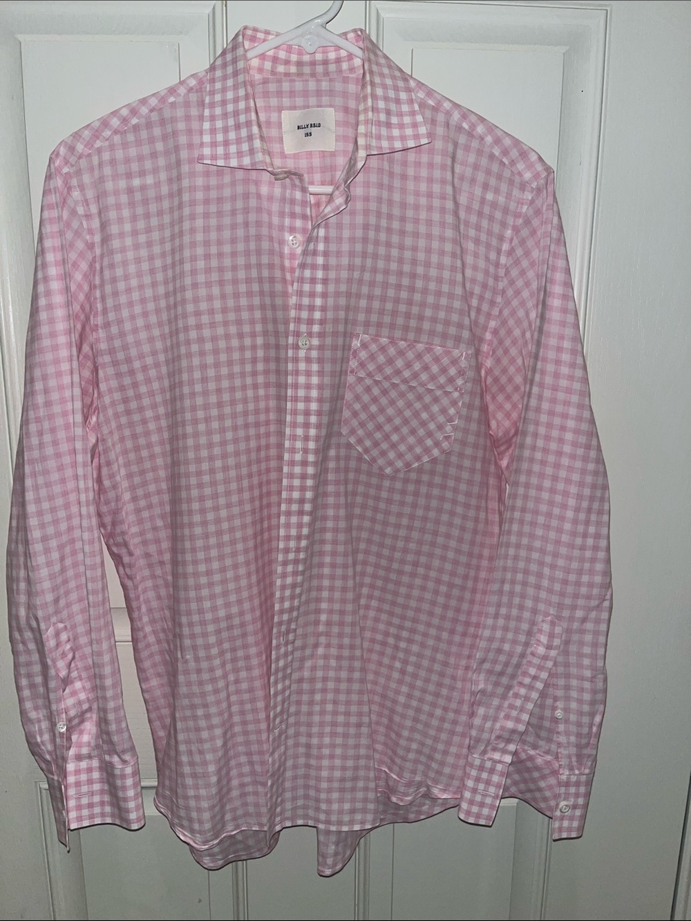 Billy Reid Pink Gingham Long-Sleeve Button-Up Shirt